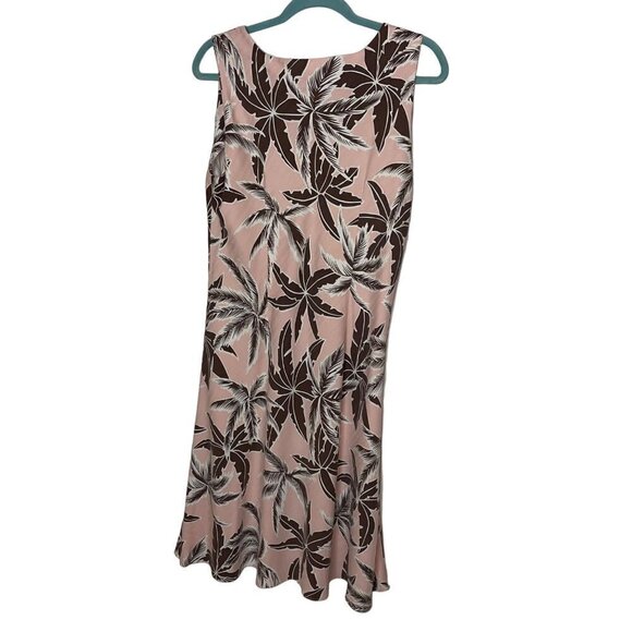 Hilo Hattie Womens Dress Size Large Pink Brown Floral Pure Silk Palm Tree - Picture 2 of 13